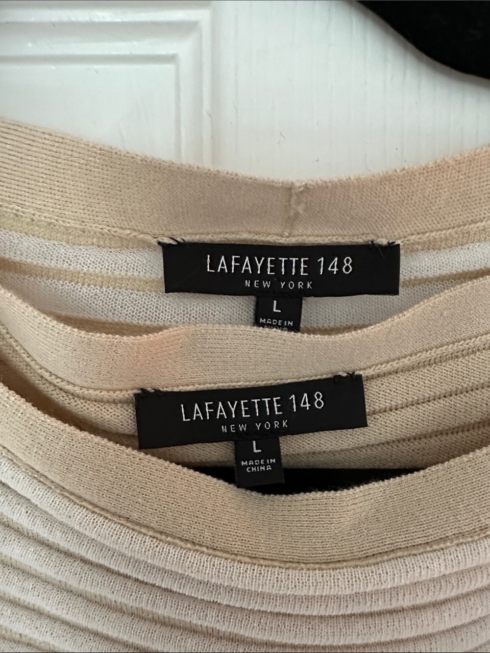 Lafayette 148 New York Cream & White Striped Midi Dress and Cardigan set - Picture 2 of 5